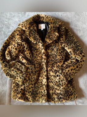 A New Day Leopard-Print Faux Fur Jacket Rocksbilly size MD- Target Punk
